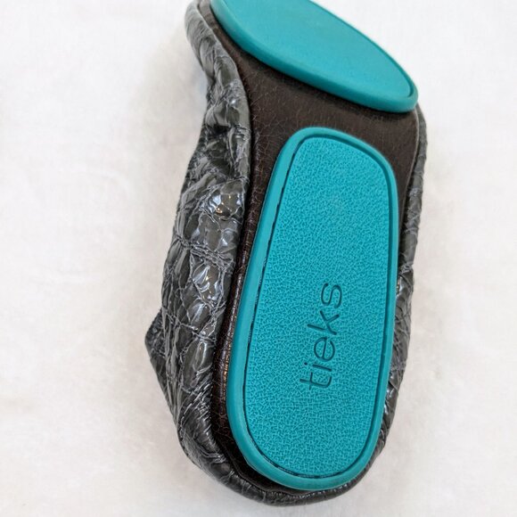 Slate Grey Croc Tieks Patent Leather Ballet Flats - Picture 5 of 9